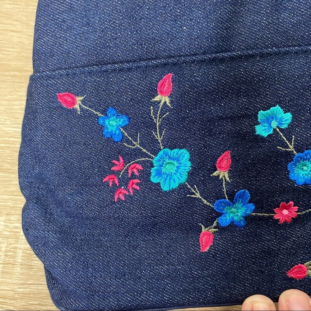 ✨NWT Croft & Barrow Vintage Y2K Denim Embroidered Floral Shoulder Purse - Picture 6 of 10